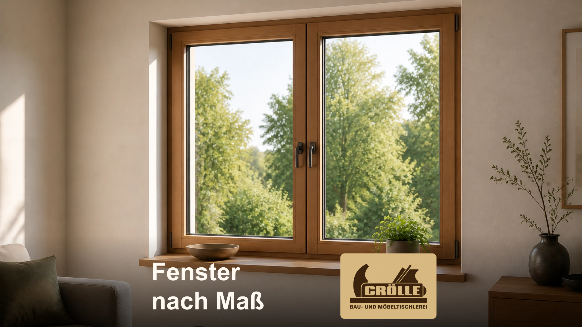 Zweiflügeliges Holzfenster
