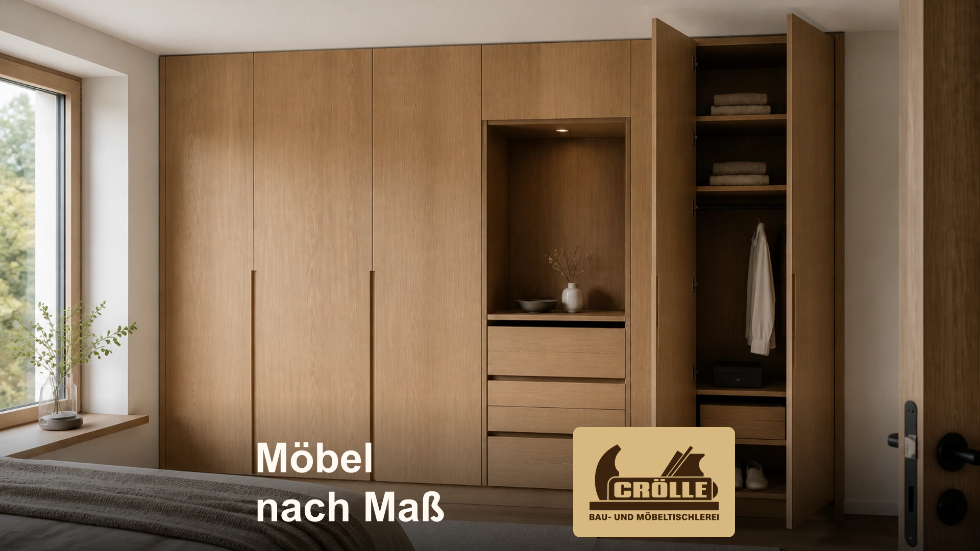 Einbaumöbel aus Holz mit offenen Regalfächern