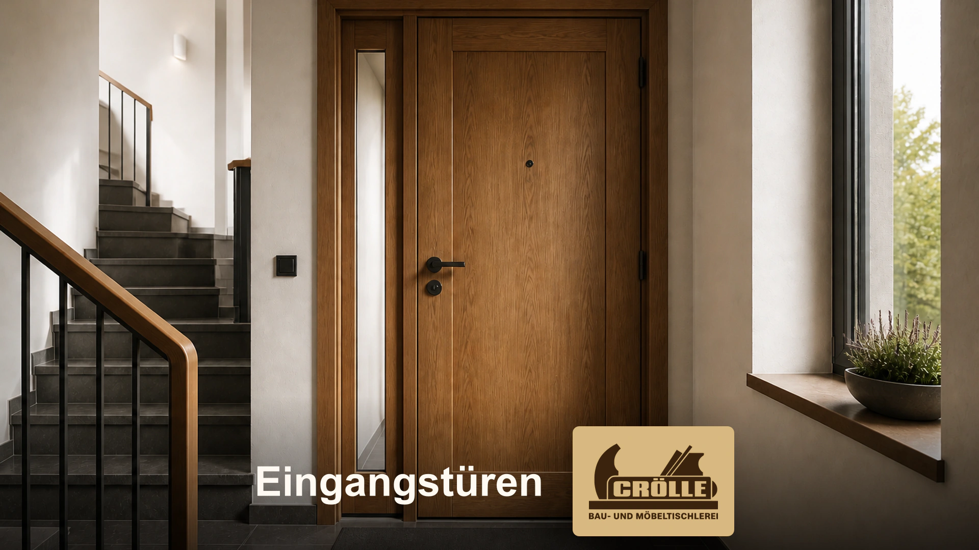 Holz-Eingangstür mit verglastem Seitenteil