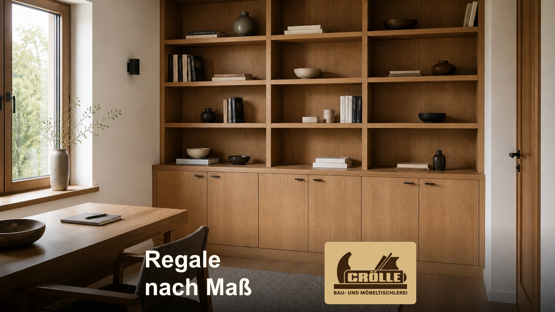 Regalwand aus Holz mit offenen Fächern